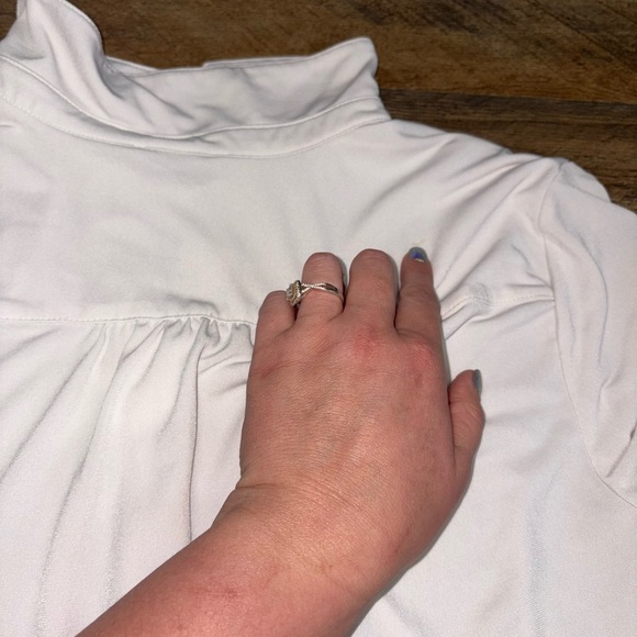 COPY - Carmen Marc Valvo White Collared 3/4 Sleeve Blouse - Picture 6 of 6